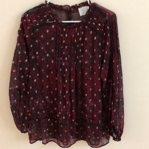 Anthropologie sheer long sleeve blouse